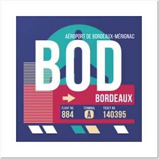 Bordeaux, France (BOD) Airport Code Baggage Tag Posters and Art